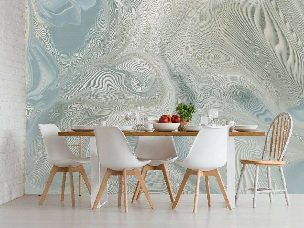 Фотообои в интерьере серо-голубой флюид  13-305 фото