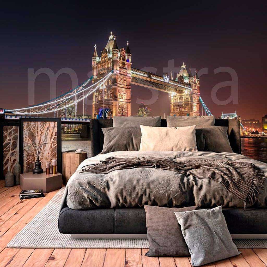 Фотообои в интерьере тауэрский мост поздним вечером  9-532 фото