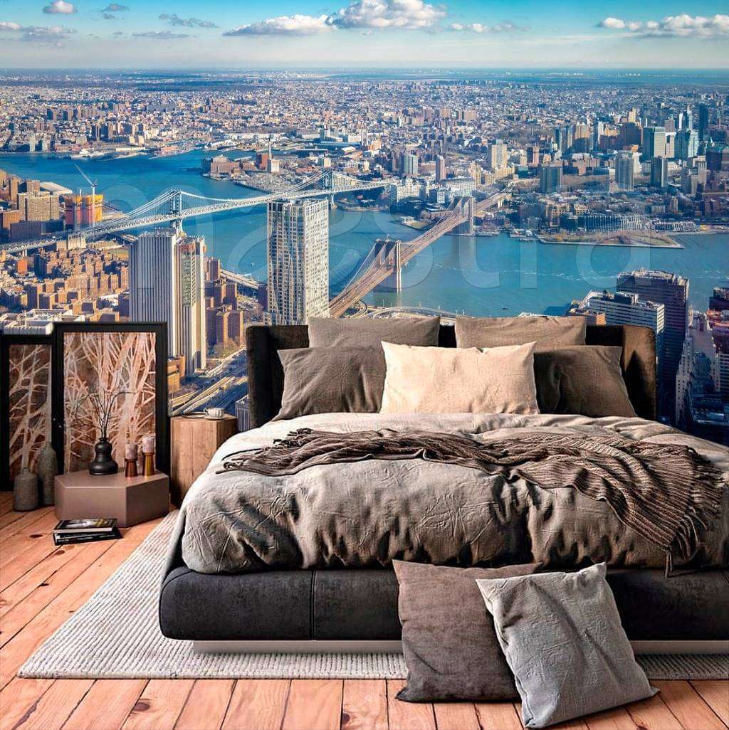 Фотообои в интерьере панорама сверху на нью йорк  9-840 фото