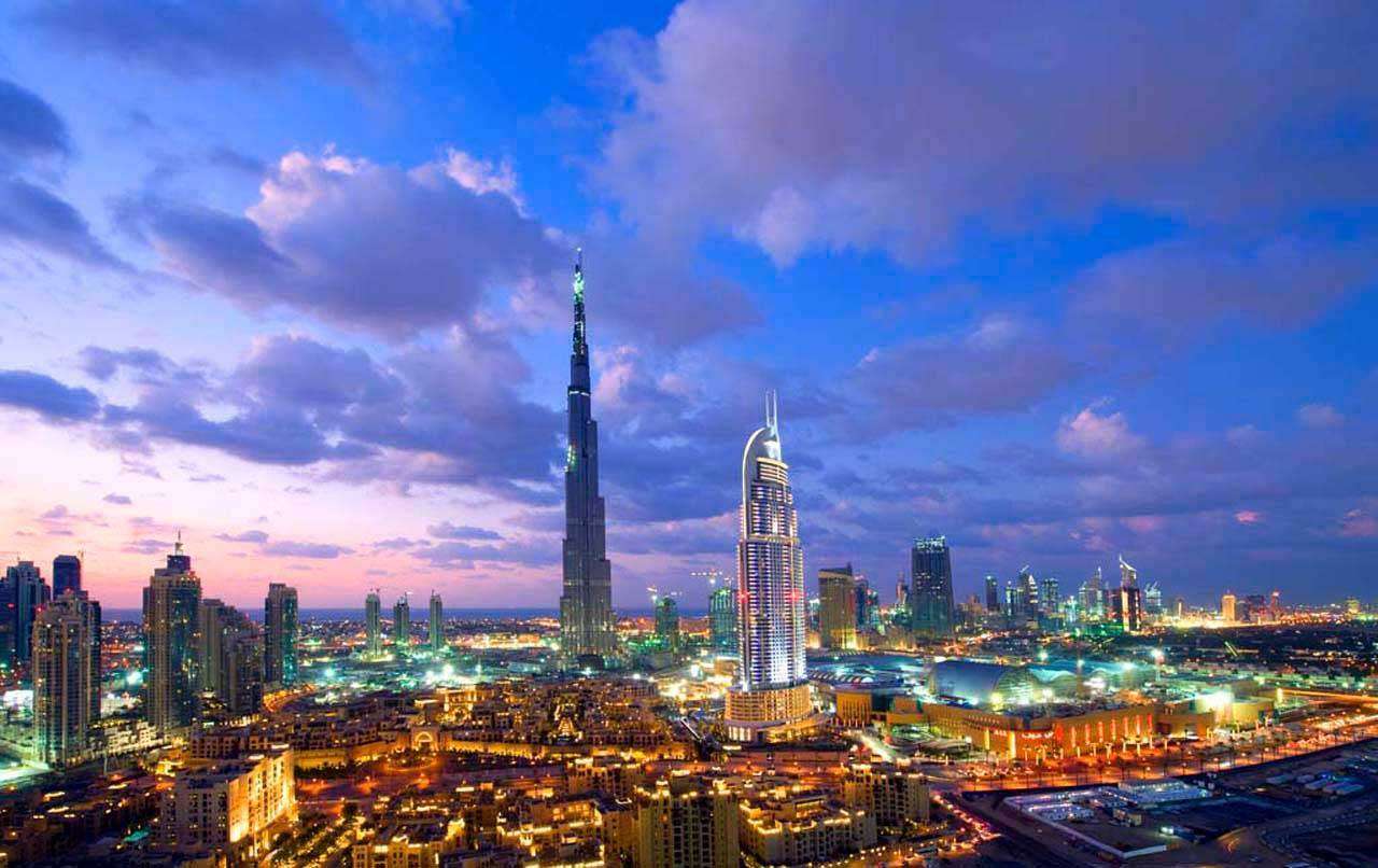 Фотообои в интерьере ночной дубай  4-232 фото