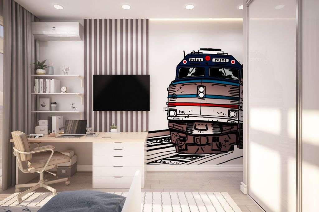 Фотообои в интерьере локомотив  14-560 фото