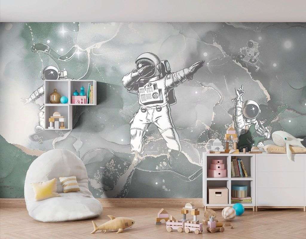 Фотообои в интерьере в детскую космонавты  12-1631 фото