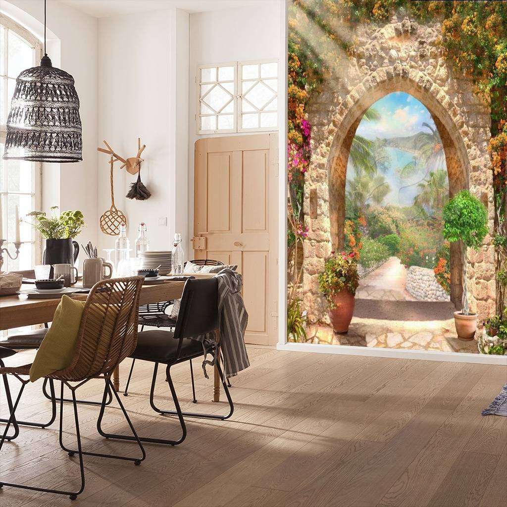 Фотообои в интерьере арка под яркими лучами солнца  6-014 фото