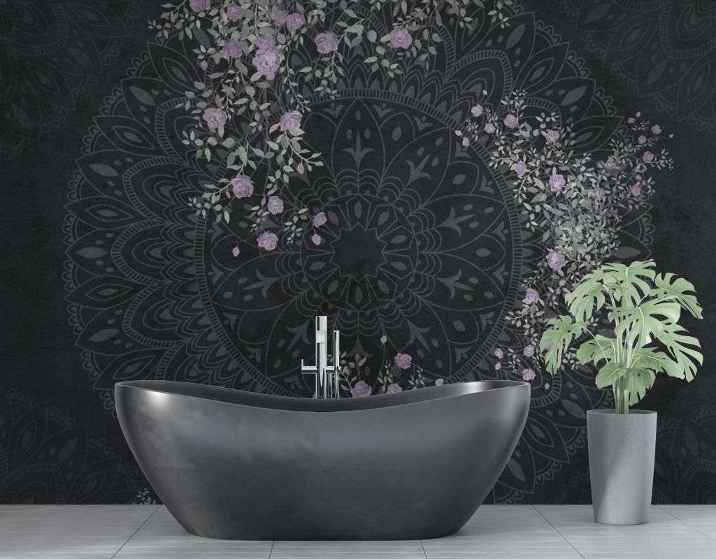 Фотообои в интерьере мандала черная  9-1598 фото