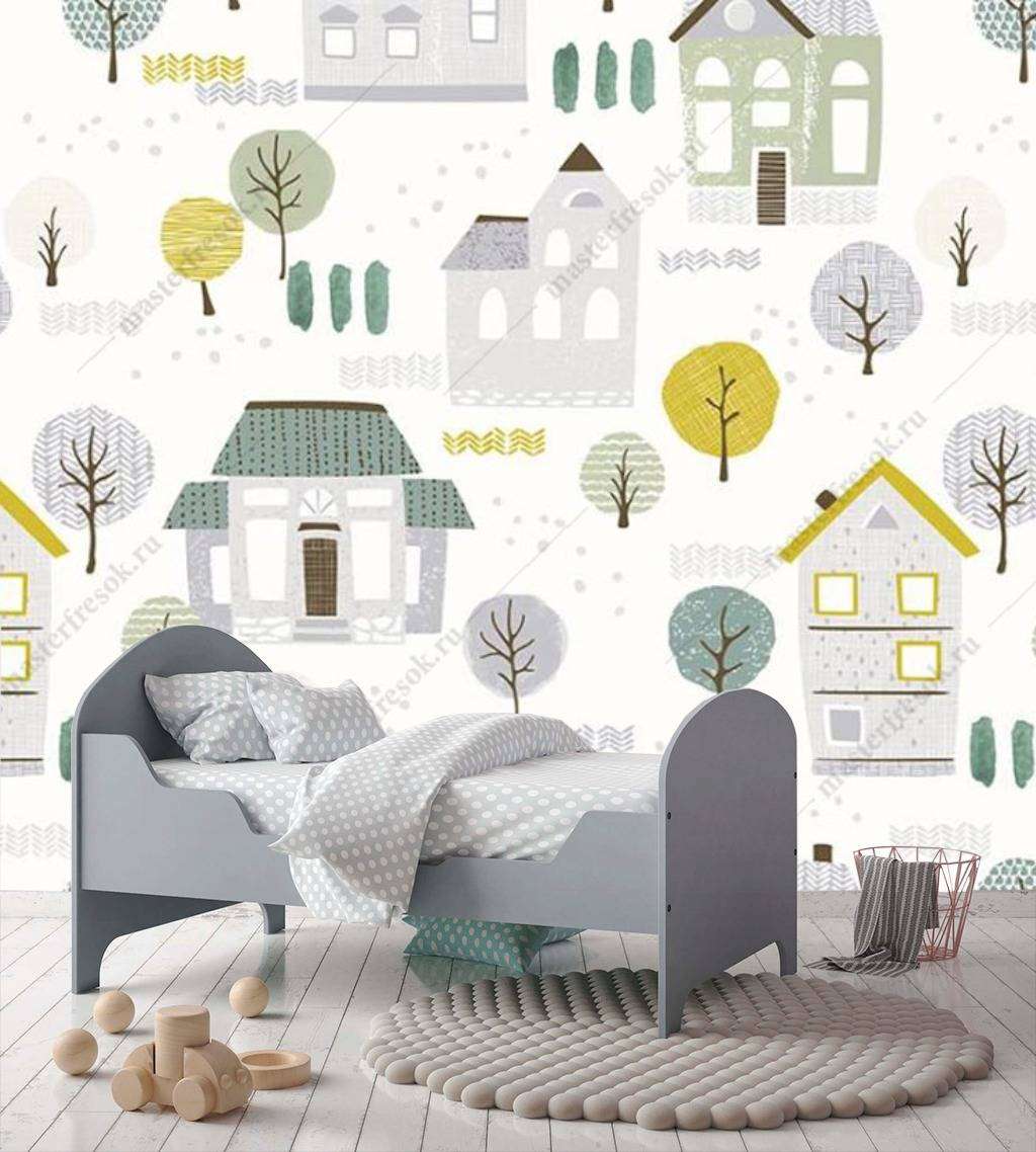 Фотообои в интерьере городок для детской  16-047 фото
