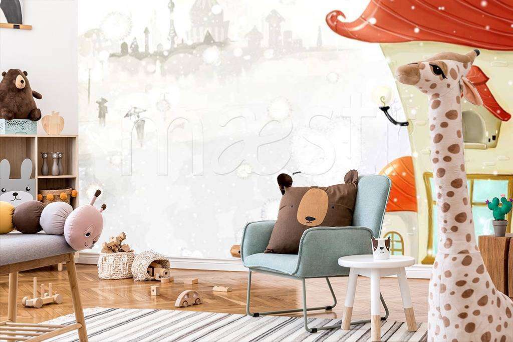 Фотообои в интерьере три домика  12-290 фото