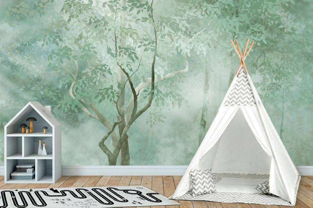 Фотообои Бесшовные обои на стену:  Туманный лес. Артикул: 13-199  