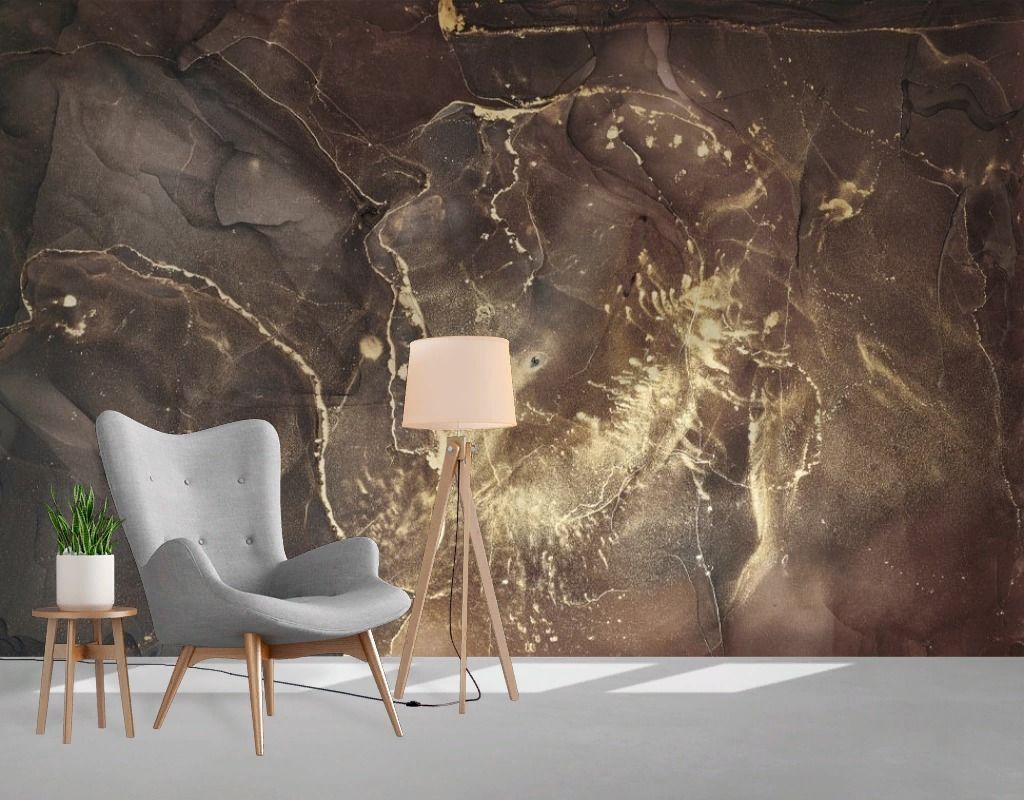 Фотообои Мрамор темное золото  9-2053