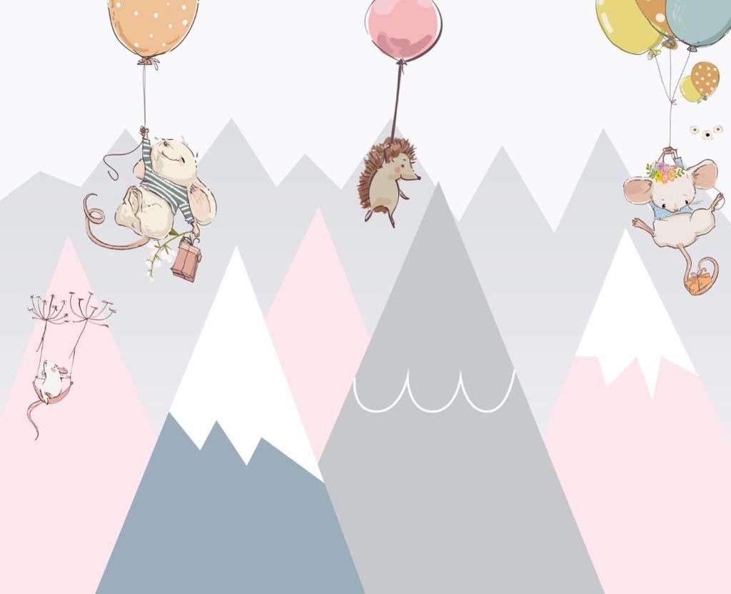 Фотообои в интерьере розовые горы  12-1159 фото