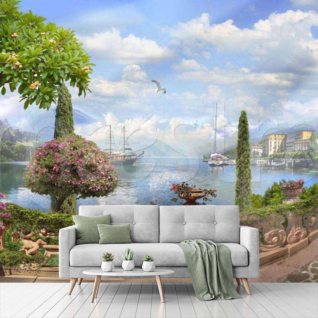 Фотообои Бесшовные обои на стену:  Вид с балкона на море. Артикул: 7-238  