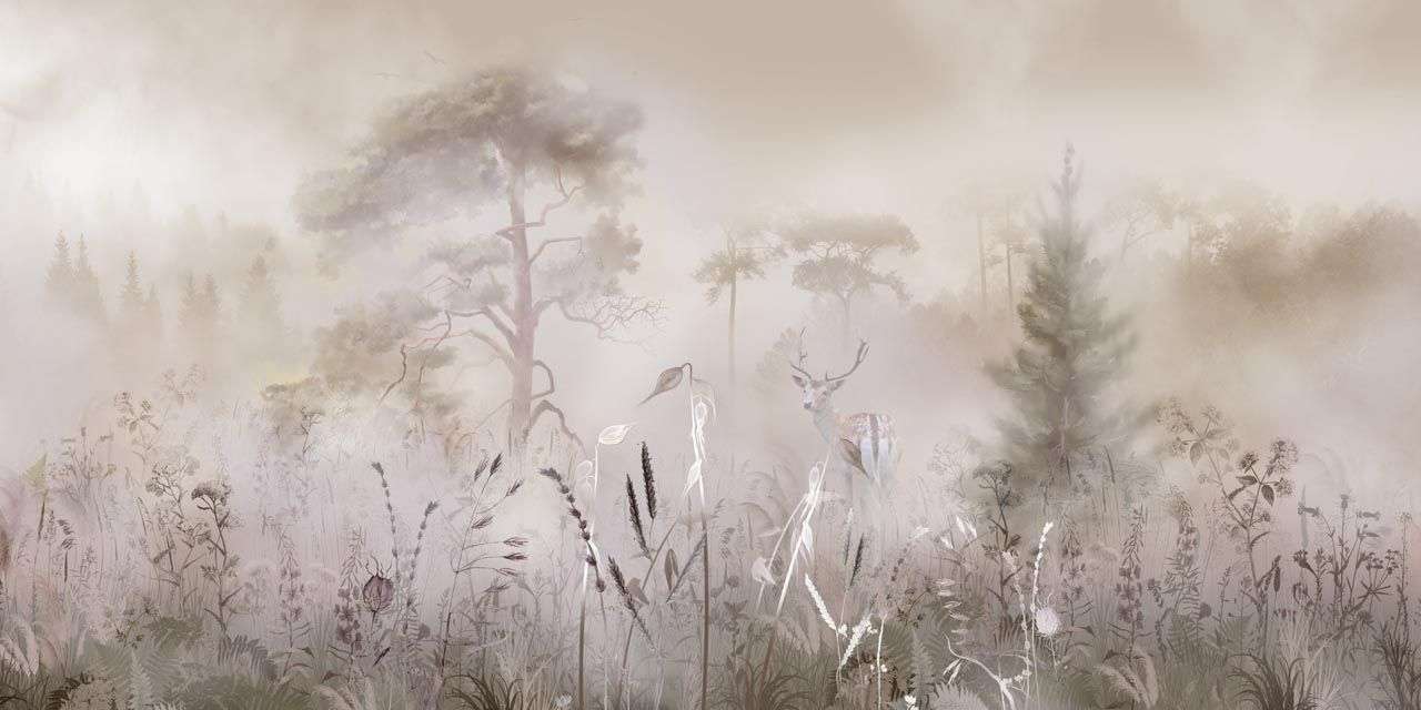 Фотообои в интерьере поле в тумане  13-478 фото