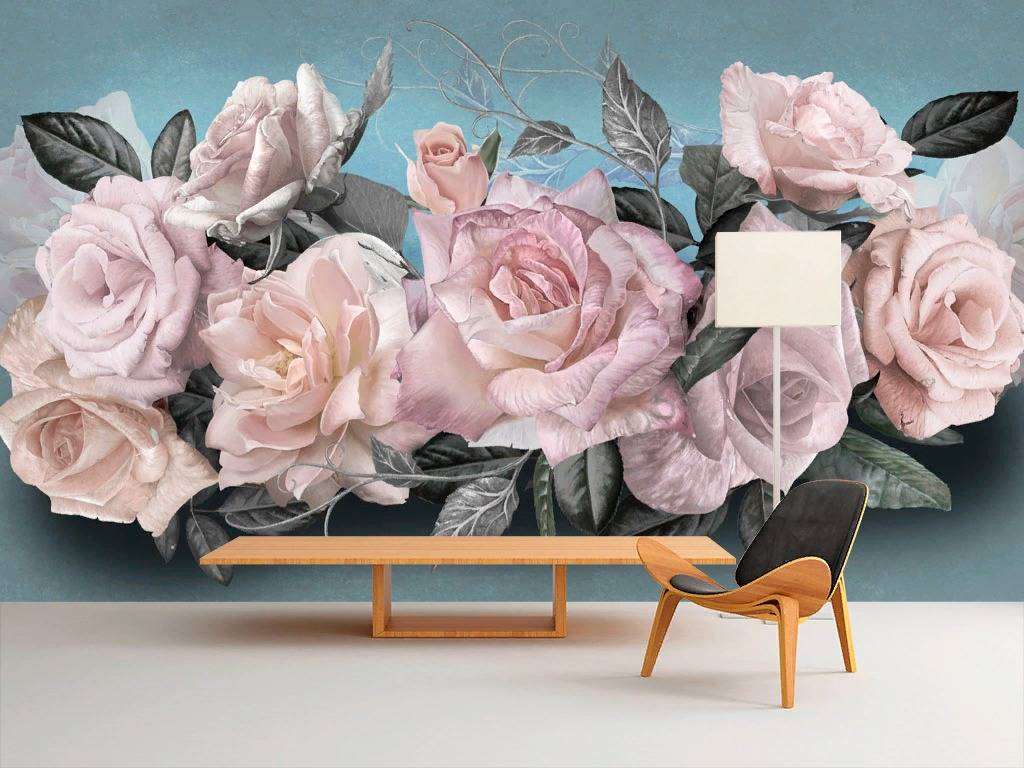 Фотообои в интерьере розы на ветке  13-083 фото