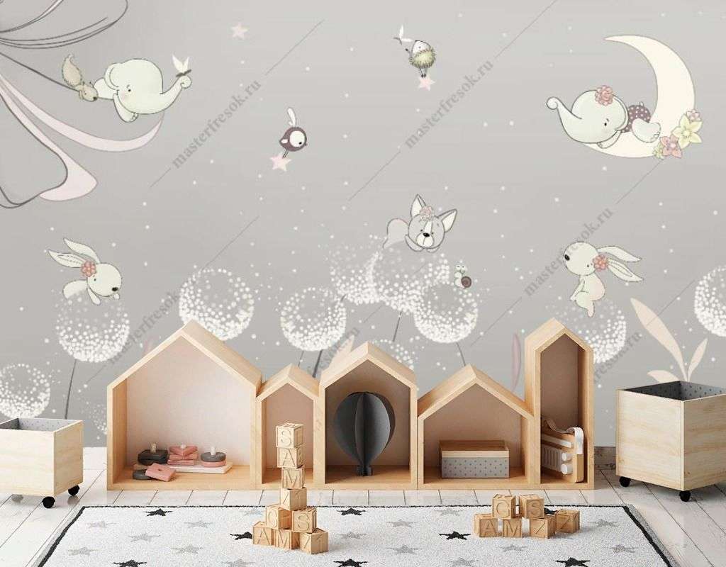 Фотообои в интерьере сказочные одуванчики  14-529 фото