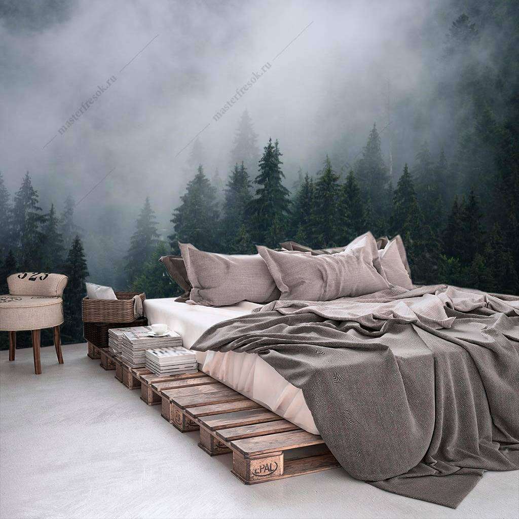 Фотообои в интерьере туманные леса  9-1172 фото