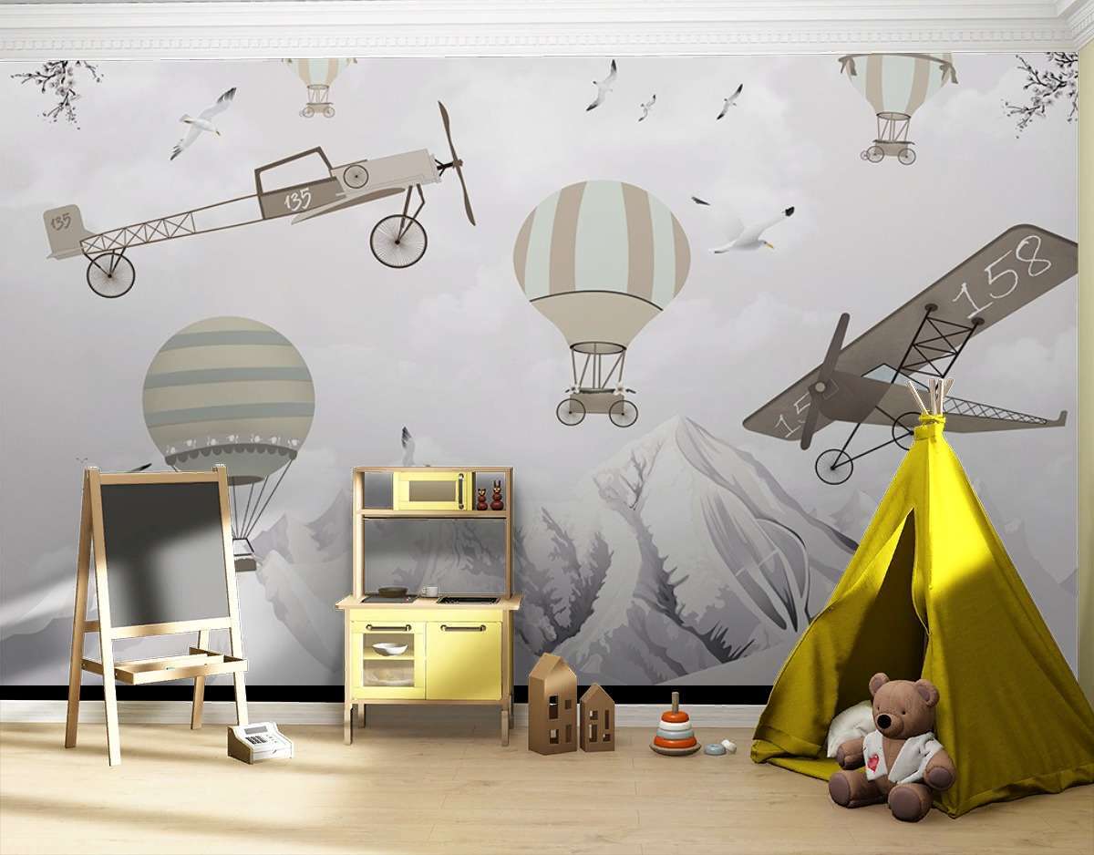 Фотообои Бесшовные обои на стену:  Горы и самолеты. Артикул: 14-767  