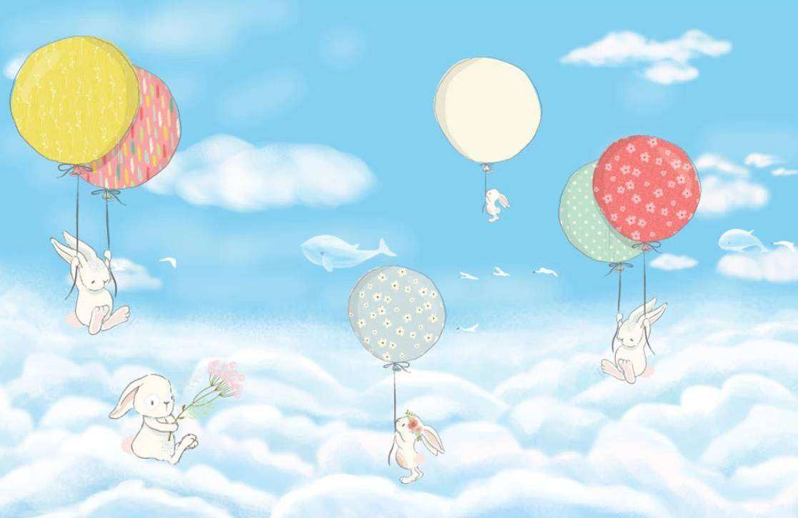 Фотообои в интерьере воздушные шарики в облаках  15-300 фото