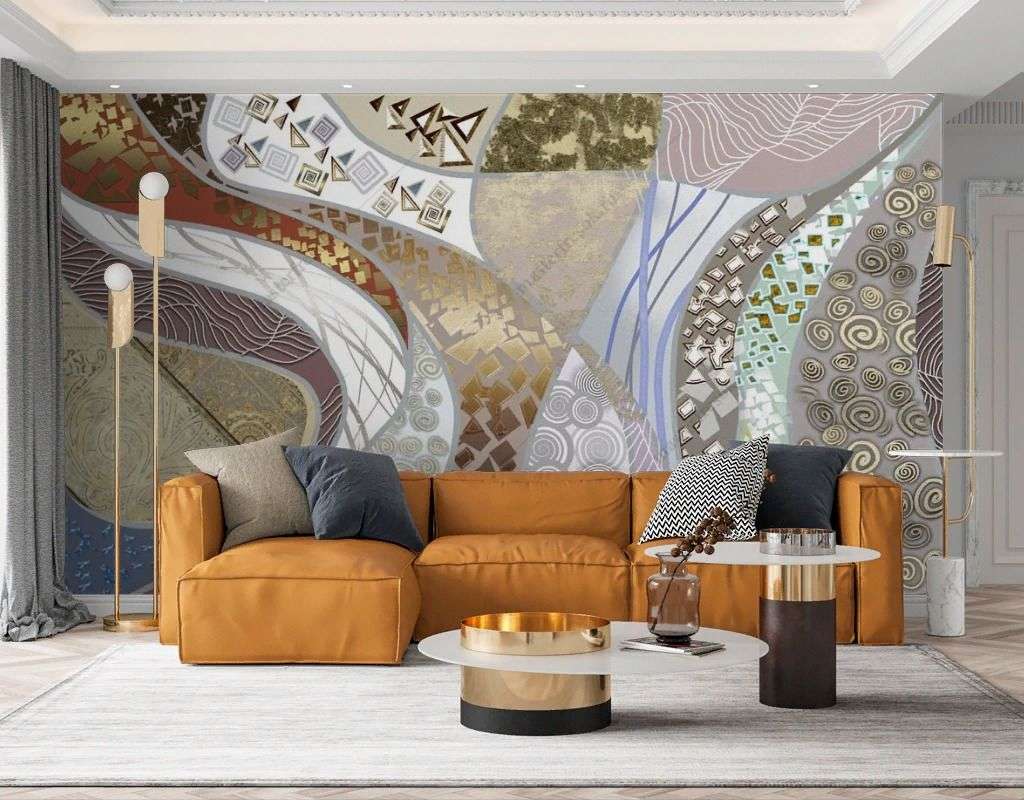 Фотообои в интерьере флюид арт геометрический  13-610 фото