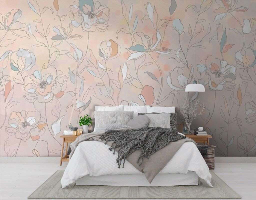 Фотообои в интерьере фон с листьями  9-1989 фото