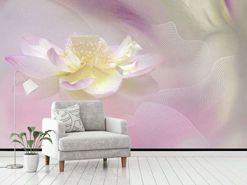 Фотообои в интерьере флюид арт и цветы  13-748 фото