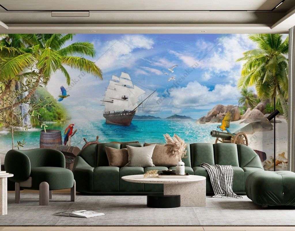 Фотообои в интерьере остров сокровищ  13-539 фото
