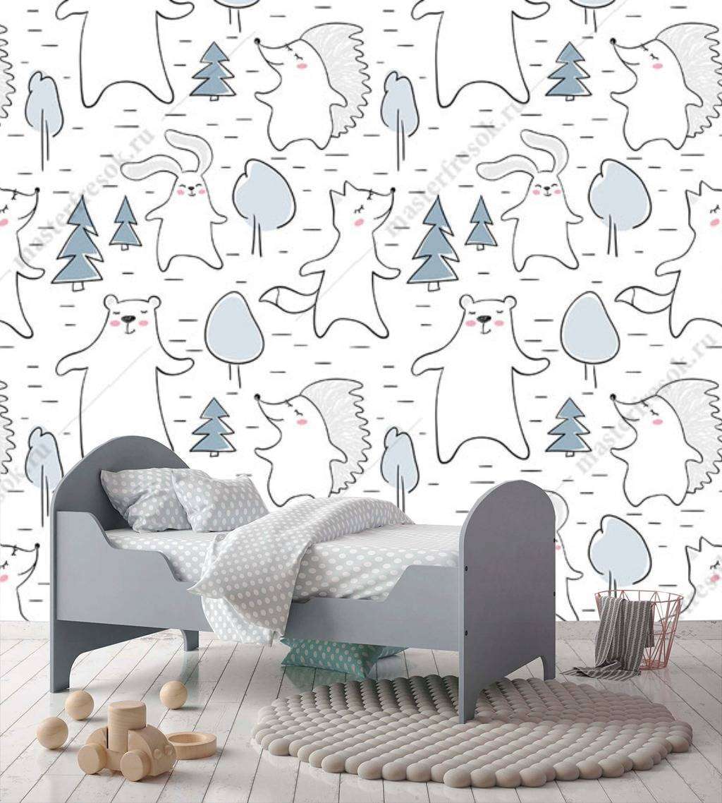 Фотообои в интерьере мишки в лесу  12-673 фото