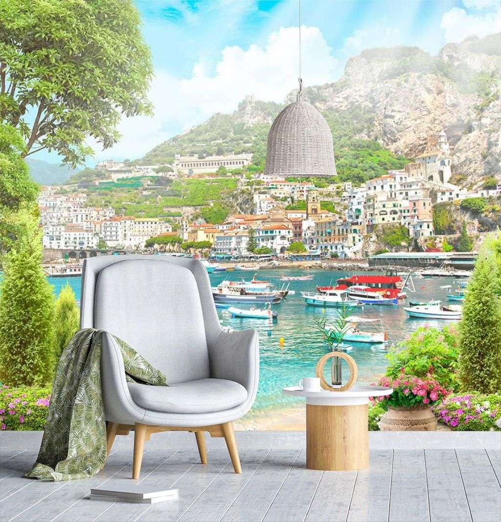 Фотообои в интерьере лодки у берега  9-1446 фото