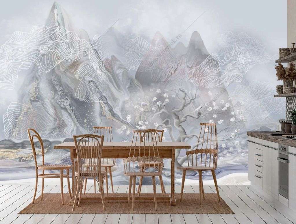 Фотообои в интерьере горный пейзаж  13-579 фото
