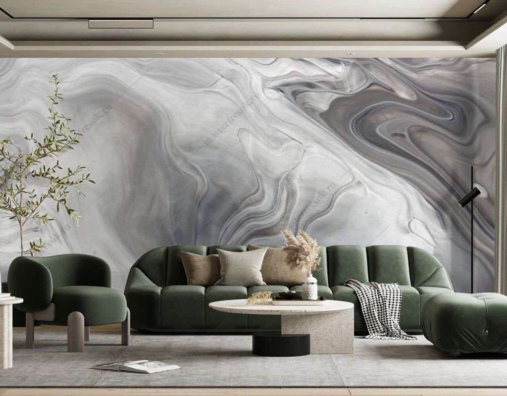 Фотообои в интерьере перламутровый флюид арт  9-1696 фото