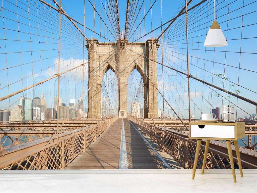 Фотообои в интерьере пешком по бруклинскому мосту  9-843 фото