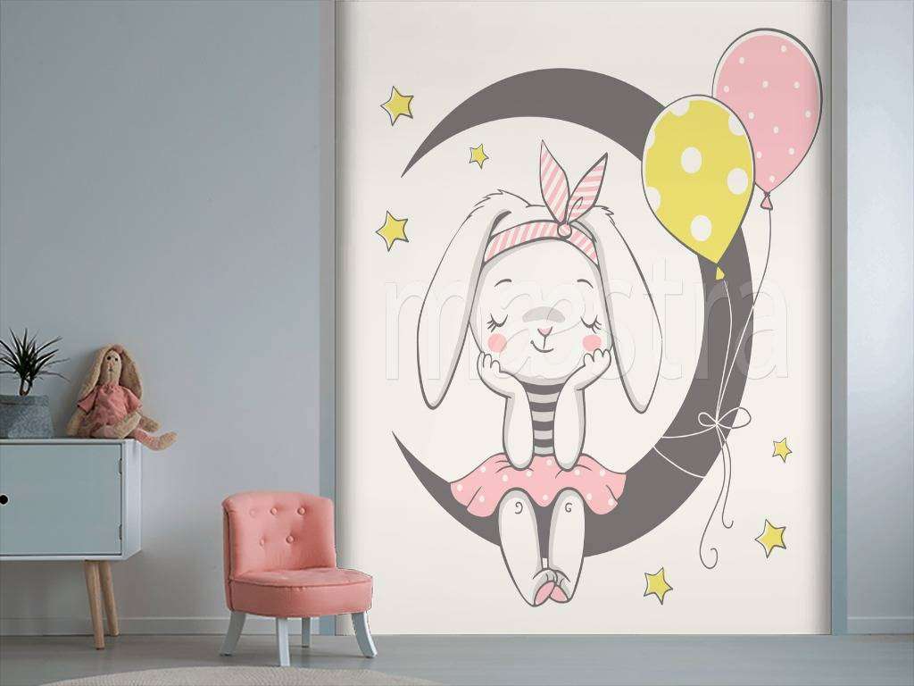 Фотообои в интерьере милая зайка на качелях  12-480 фото