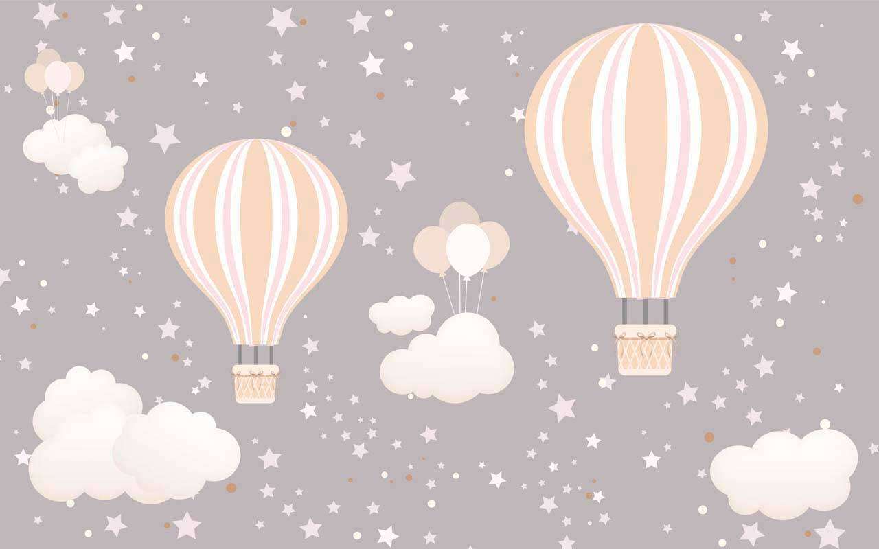 Фотообои в интерьере воздушные шары на сером  12-426 фото