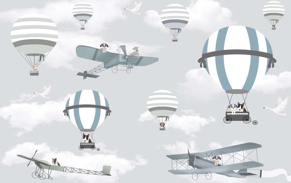 Фотообои в интерьере собаки на самолетах  14-406 фото