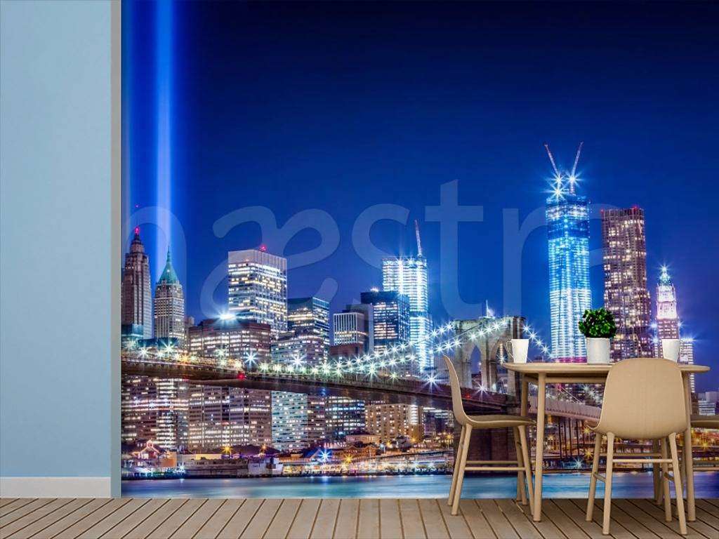 Фотообои Ночной мост красивого Нью Йорка  9-808