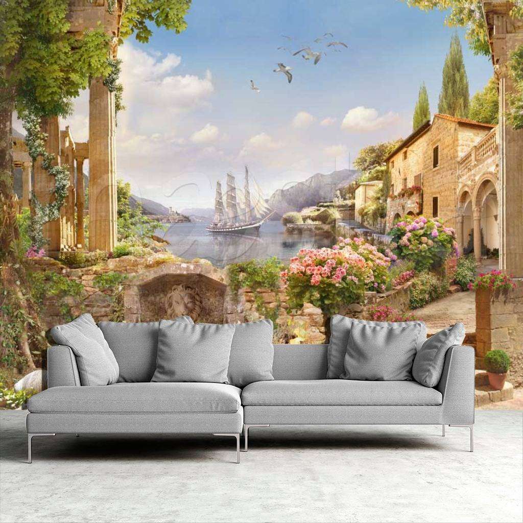 Фотообои в интерьере набережная античного города  11-067 фото