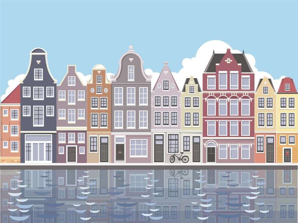 Фотообои в интерьере домики амстердама  12-804 фото