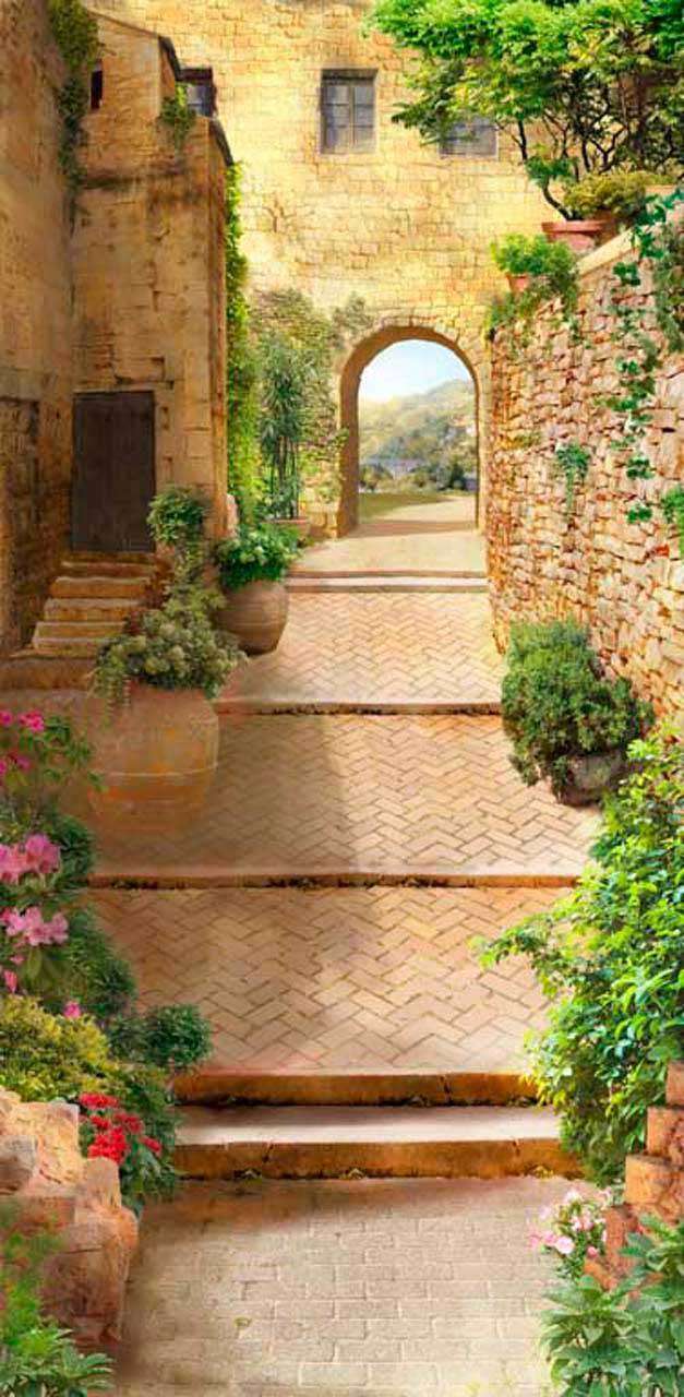 Фотообои в интерьере узкая старинная улочка  11-077 фото