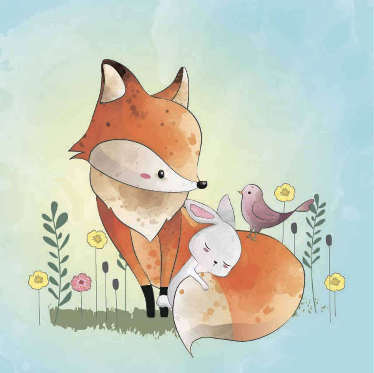 Фотообои в интерьере лисенок с другом  12-465 фото