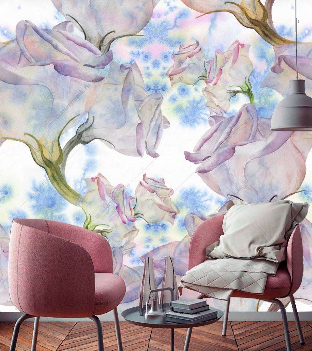 Фотообои в интерьере розовая акварель  9-1175 фото