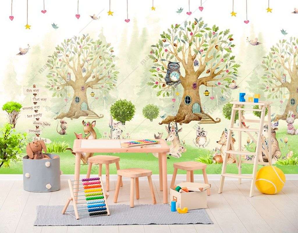 Фотообои в интерьере зверюшки на опушке  14-461 фото