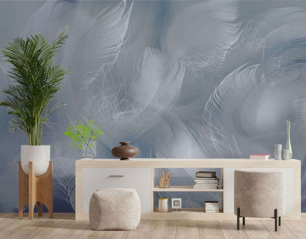 Фотообои в интерьере перья фон темный  13-699 фото