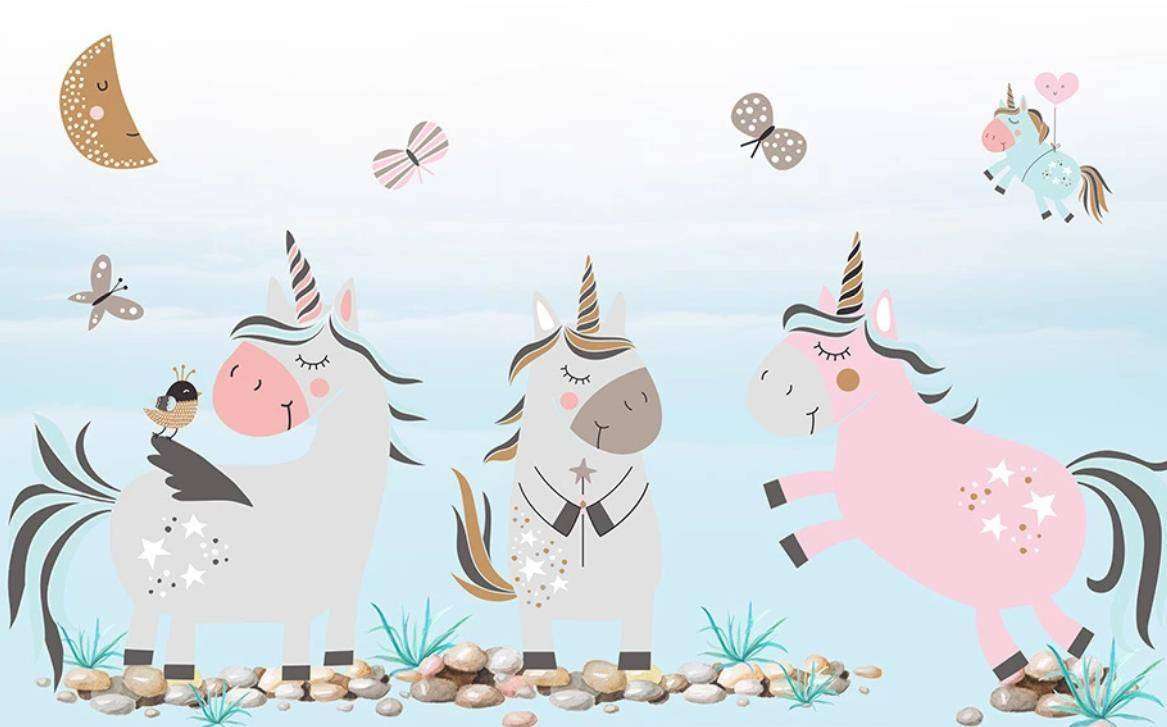 Фотообои в интерьере единорожки резвятся  15-340 фото