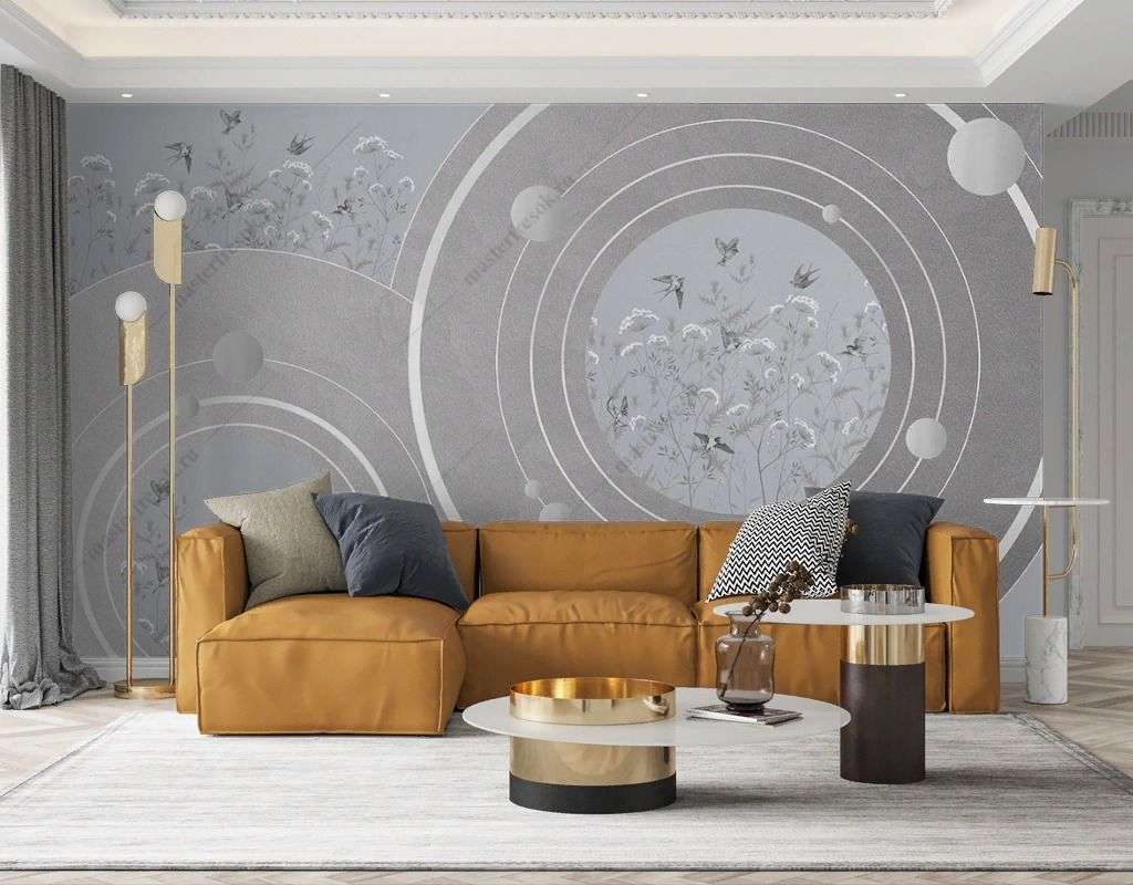 Фотообои в интерьере абстракция полевые цветы в системе  9-1826 фото