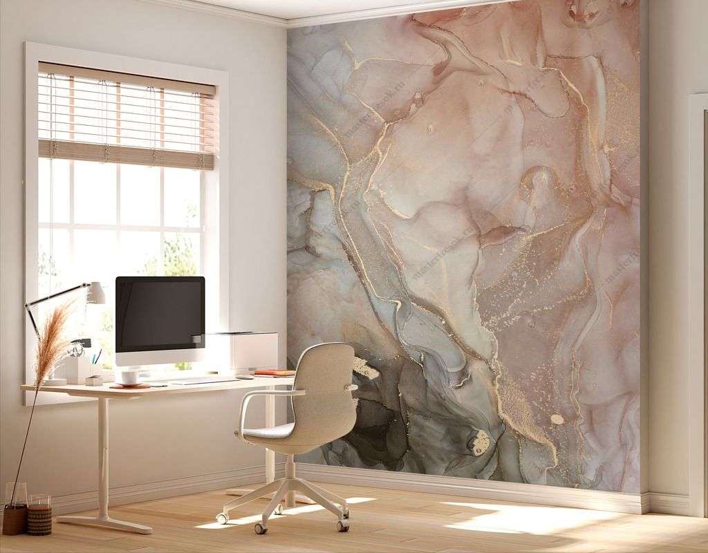 Фотообои в интерьере срез мрамора с золотом  9-1569 фото