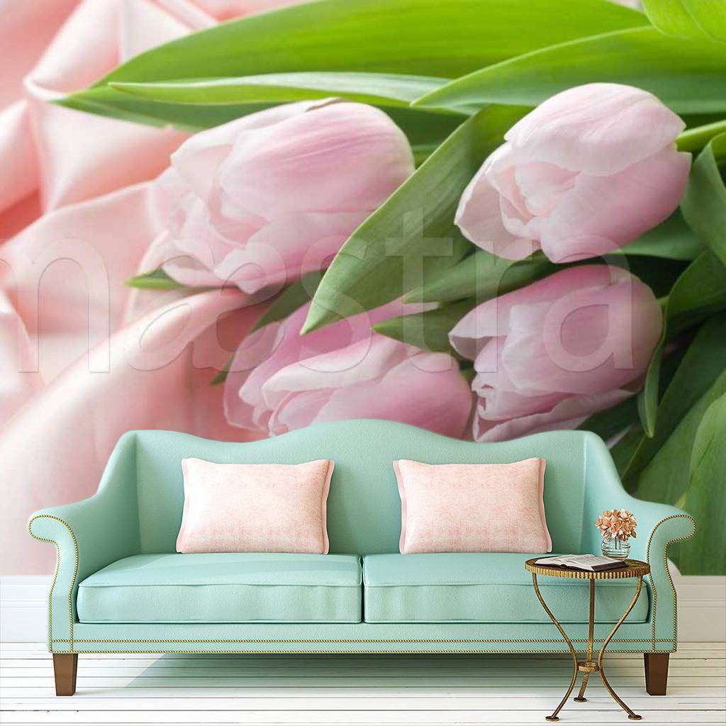 Фотообои Тюльпаны на розовом шелке  10-120