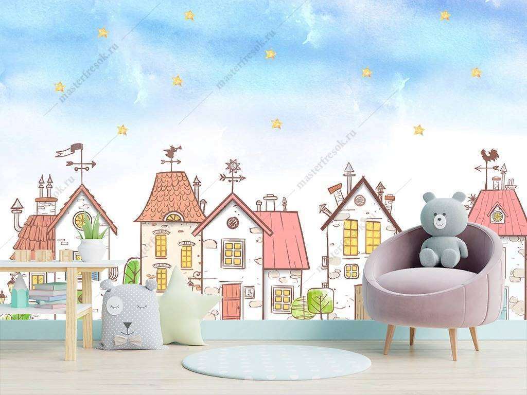 Фотообои Бесшовные обои на стену:  Сказочный город. Артикул: 14-085  