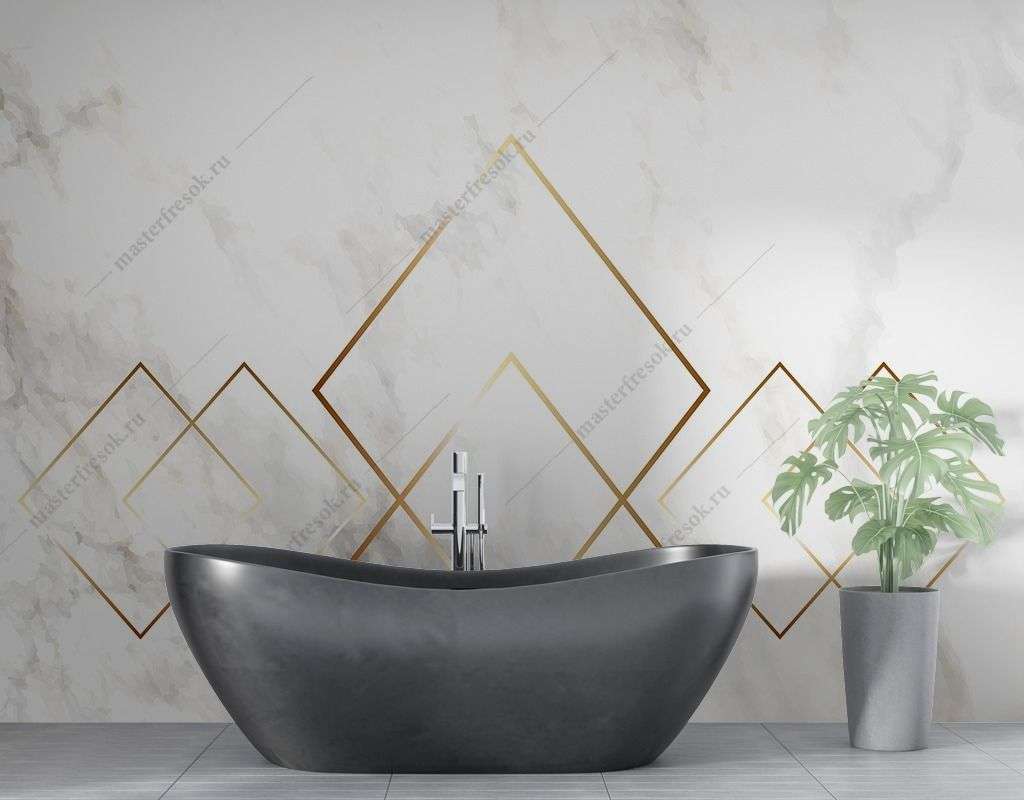 Фотообои в интерьере золотые линии на мраморе  9-1494 фото