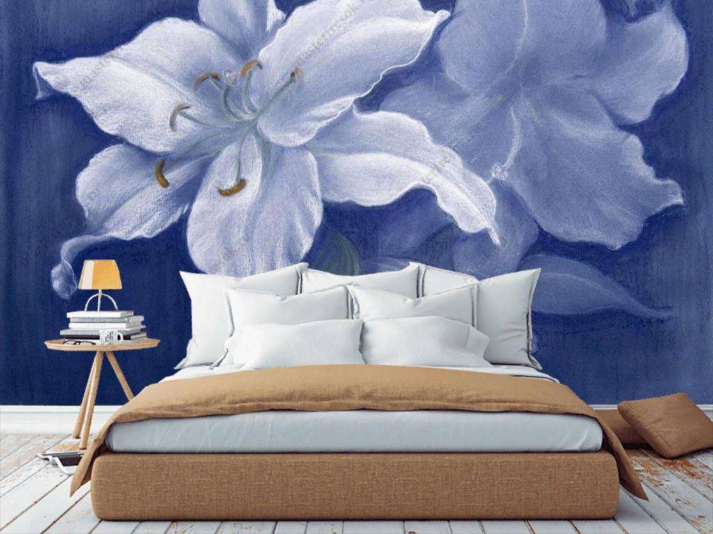 Фотообои в интерьере нарисованная лилия  9-1181 фото