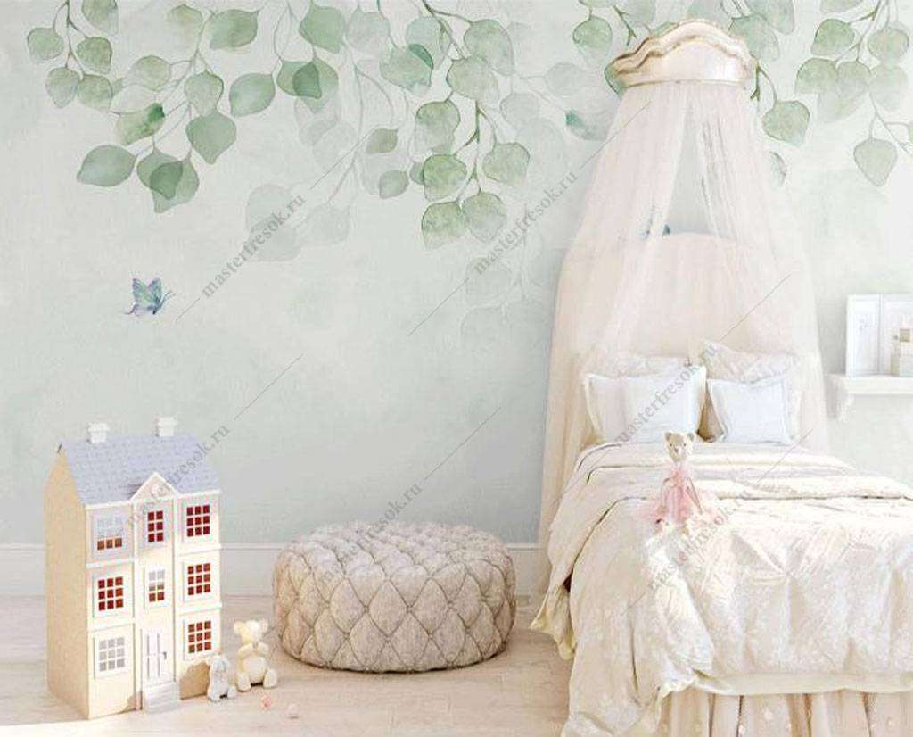 Фотообои в интерьере нежные веточки  16-181 фото