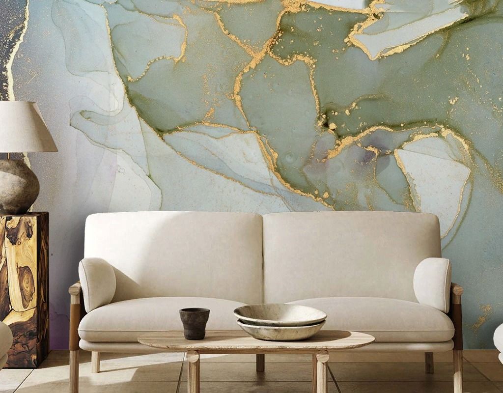 Фотообои Флюид Арт серо-зеленый  9-2027