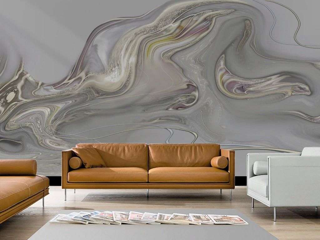 Фотообои в интерьере бежевые разводы на сером  13-690 фото